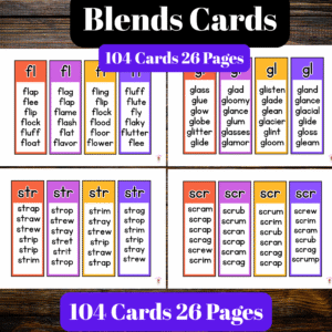 Phonics Blends 104 Flashcards - Kindergarten Phonics
